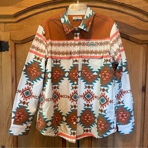 Magellan Campfire Flannel Aztec Southwestern Shacket Jacket Shirt Womens XL NWT